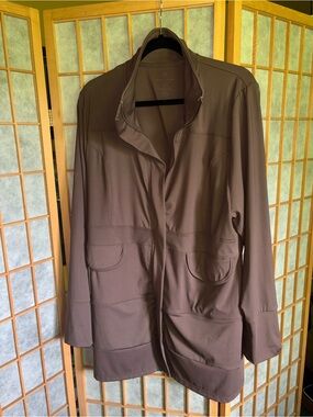 Any Agewear brand. Brown Lightweight Utility Jacket with Front Patch Pockets
